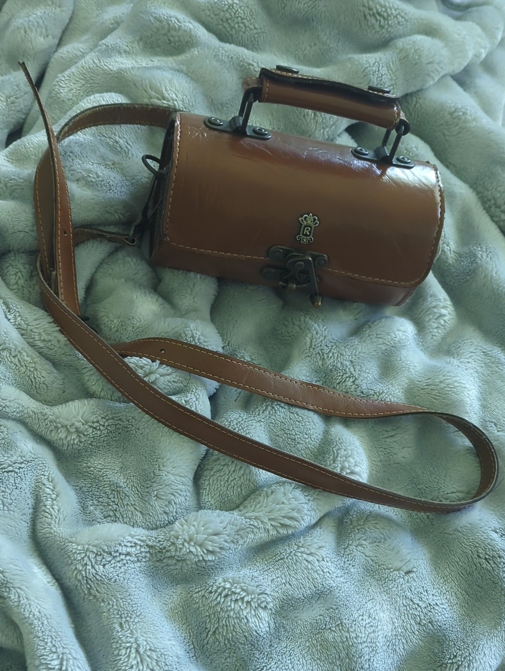 Compact Brown Mini Crossbody Satchel with Top Handle